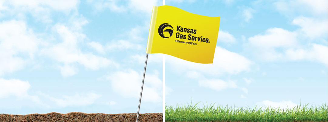 kansas gas service yellow flag pipeline marker